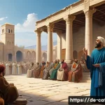 Home 22 성 바오로의 선교 여행 - A detailed historical scene depicting Apostle Paul preaching to a diverse early Christian community ...