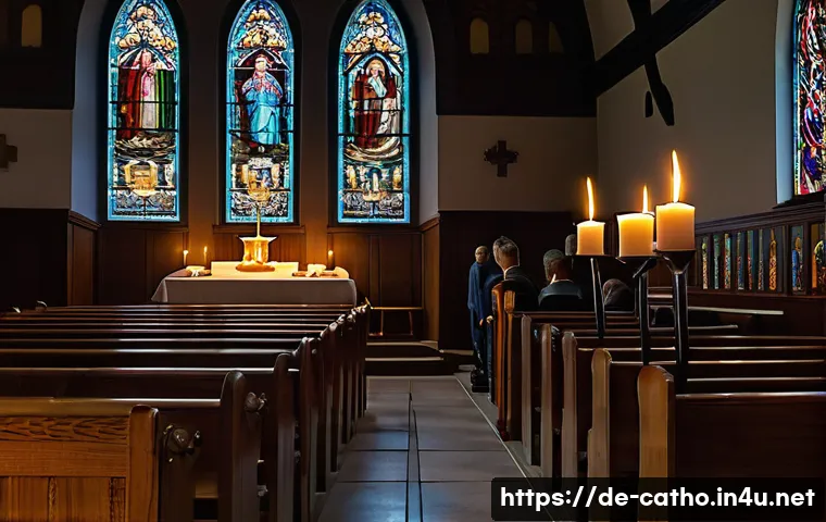 미사 전례의 구조와 의미 - A solemn church interior during the ringing of large bronze bells at the beginning of a Catholic mas...